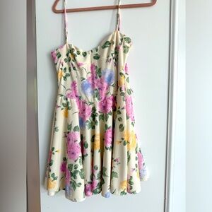 Zara Floral Mini Dress - Cream, Pink, Yellow, Green